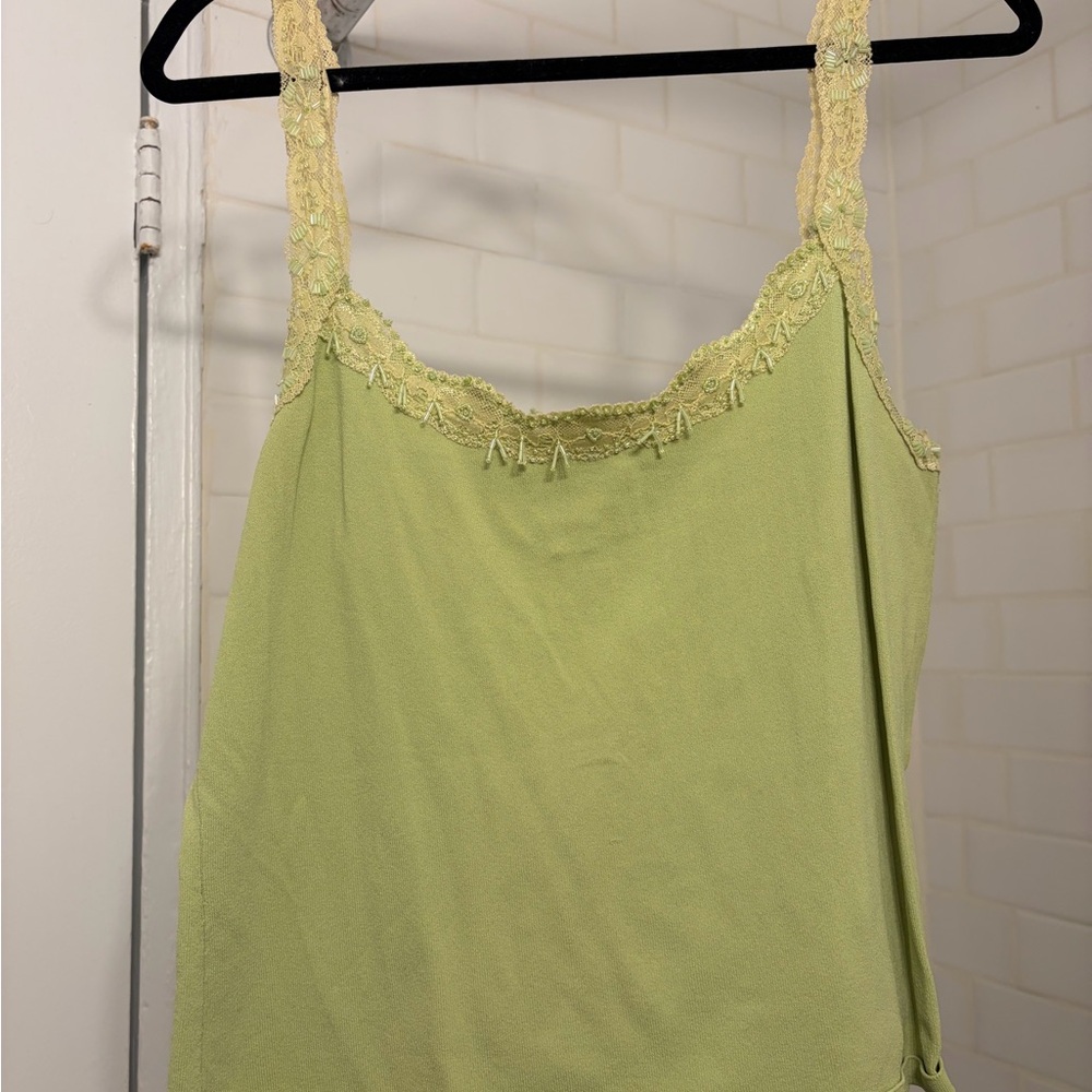 VINTAGE Alberto Makali Light Green Lace Camisole